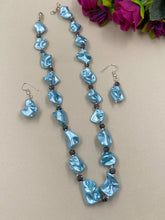 Fancy Blue Shell Pearl Tumbled Shape Beads Necklace For Women Beads Jewellery